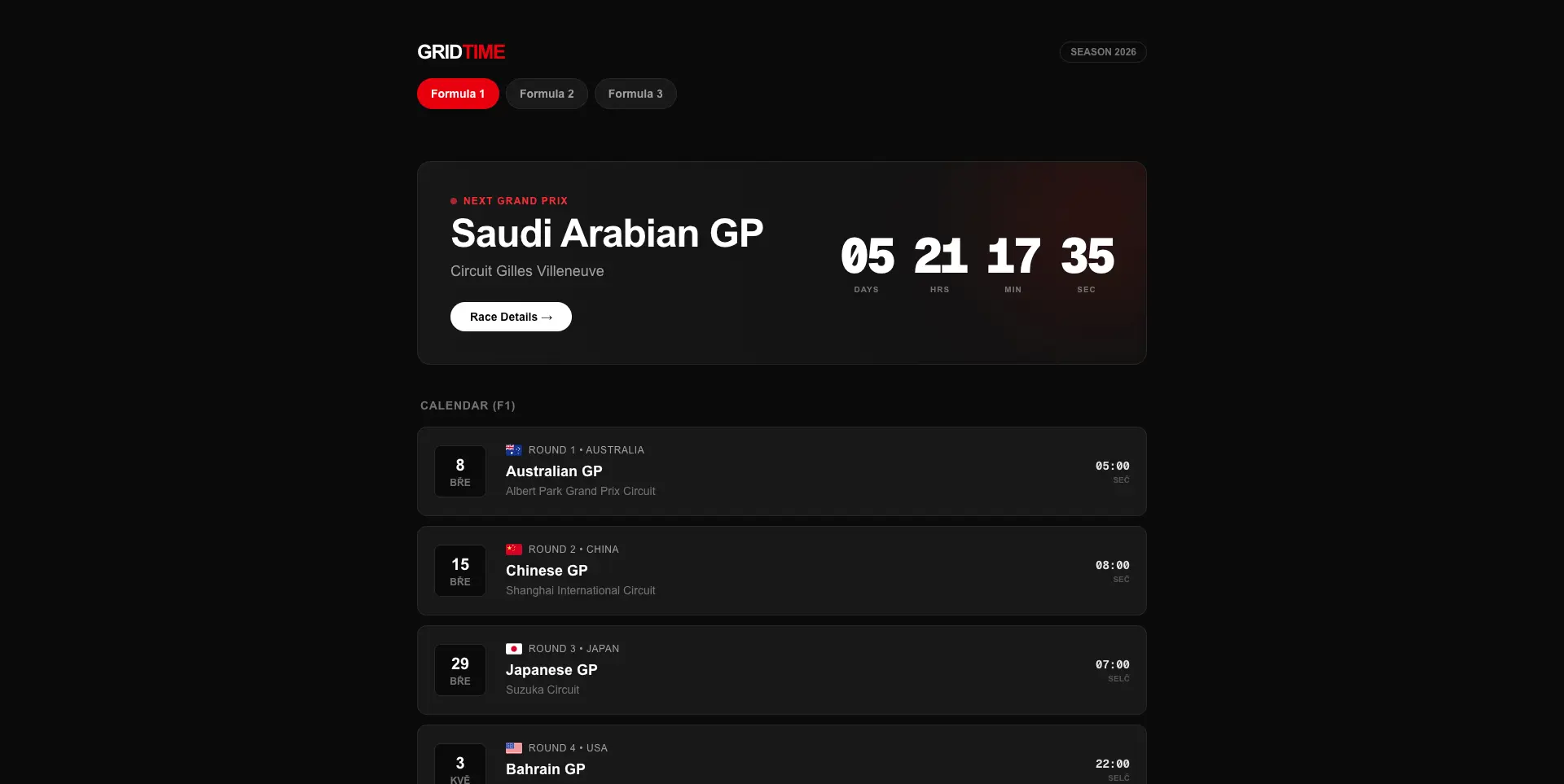 GridTime — motorsport calendar and scheduling platform